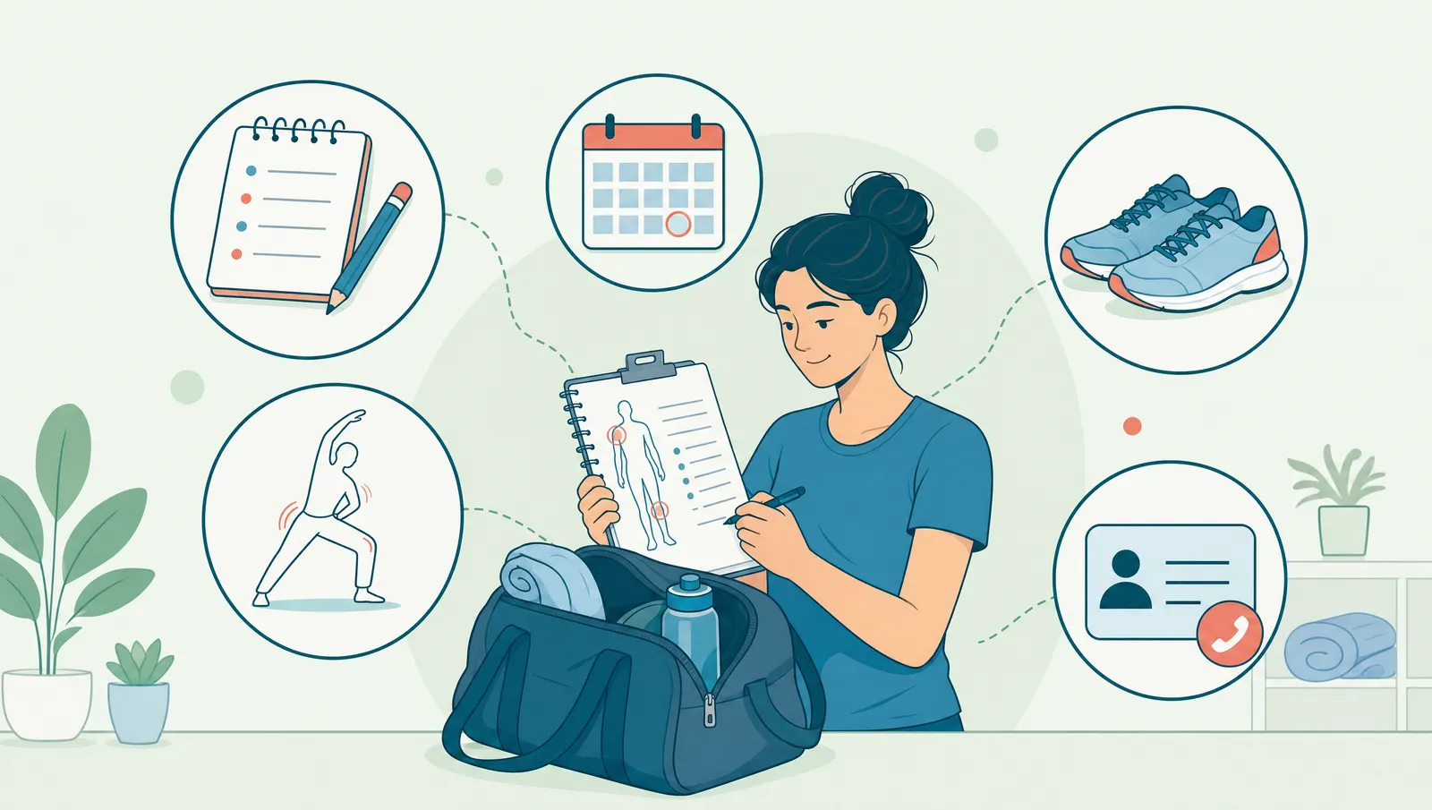 Physiotherapy appointment preparation illustration