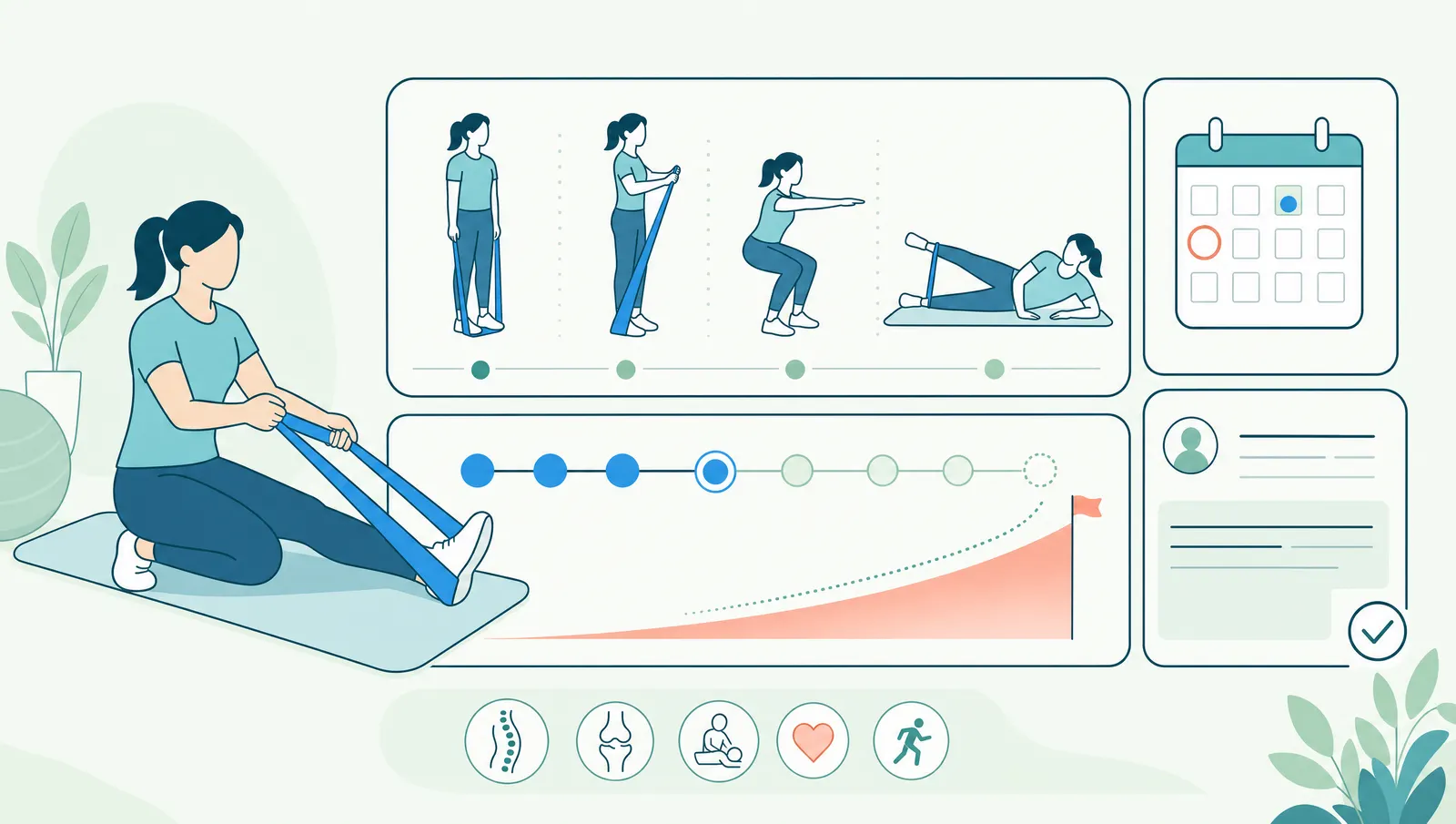 Physiotherapy rehab planning illustration
